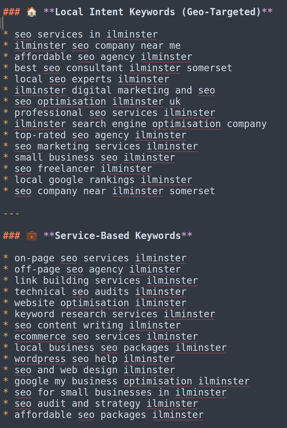 Long Tail Keywords for SEO Ilminster cover image